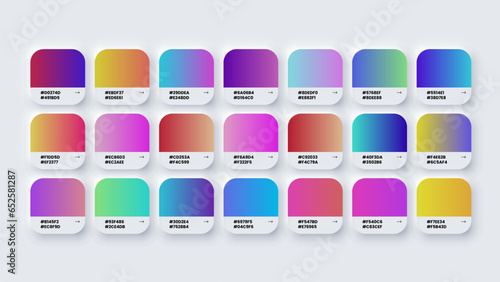 Gradient Colour Swatches in RGB, HEX Colors, Color Palette, Paint Palette, Bright Colours in HEX Codes Catalog, Colorful Tones