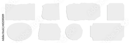set of cutout of paper isolated on white background, vector