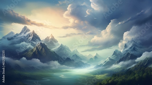 a serene sky over a mountain range, highlighting the majesty of nature