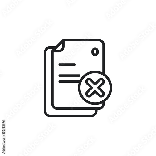Paper with cross mark, document, file outline icon. Vector illustration. Isolated icon is suitable for web, infographics, interfaces, and apps.