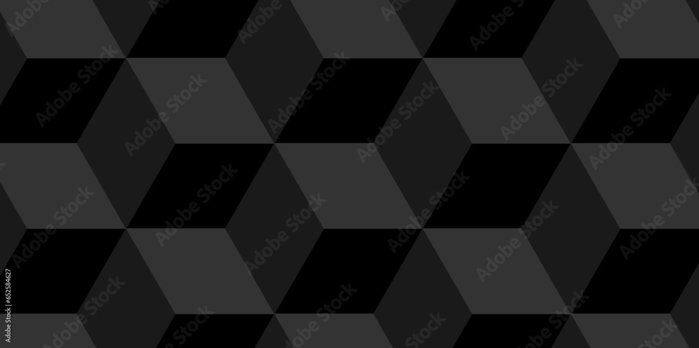 Abstacts Black cube geometric seamless background. Seamless blockchain technology pattern. Vector iilustration pattern with blocks. Abstract geometric design print of cubes pattern. - obrazy, fototapety, plakaty 