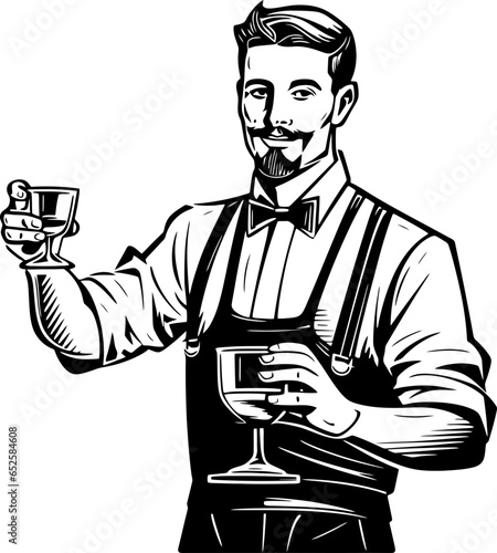 Bartender pose sketch drawing 