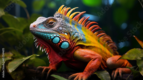  iguana photo illustration with beautiful colors.generative ai © carlesroom