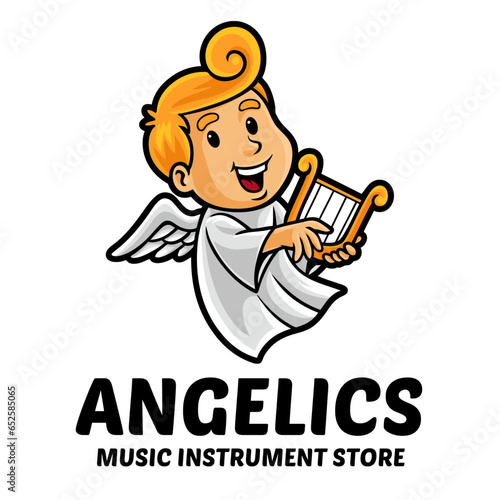 Angel Music Instrument Store Logo Mascot Template