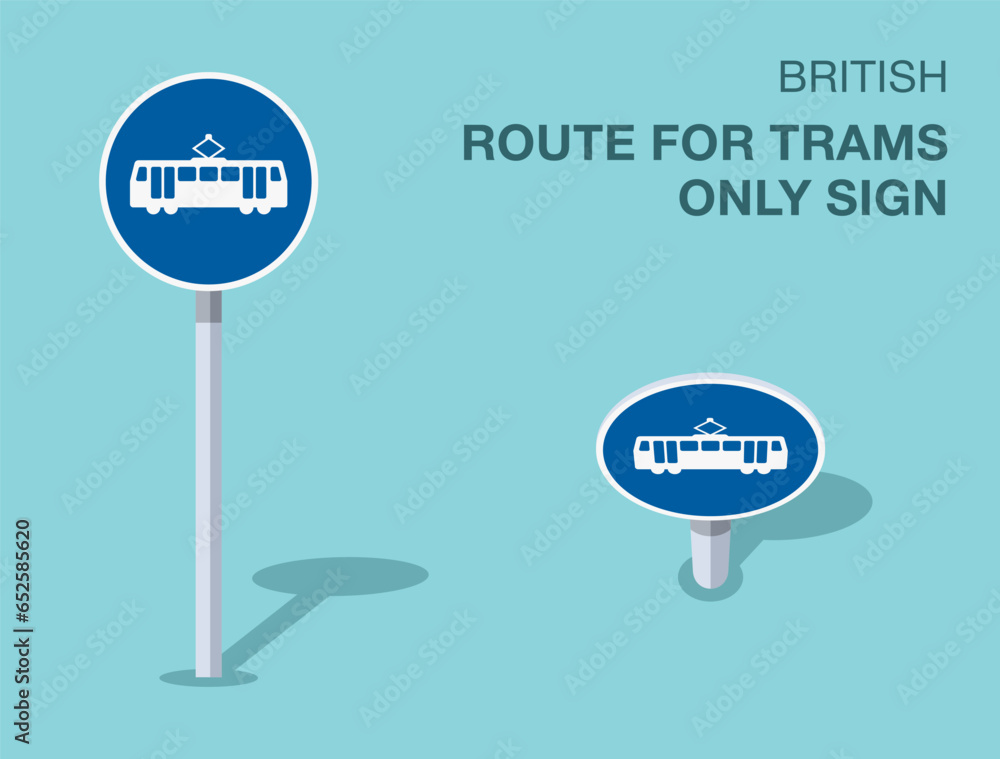 Vetor de Traffic regulation rules. Isolated British route for trams ...