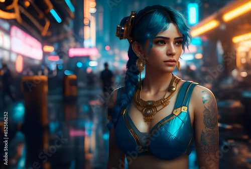 princesa futurista azul