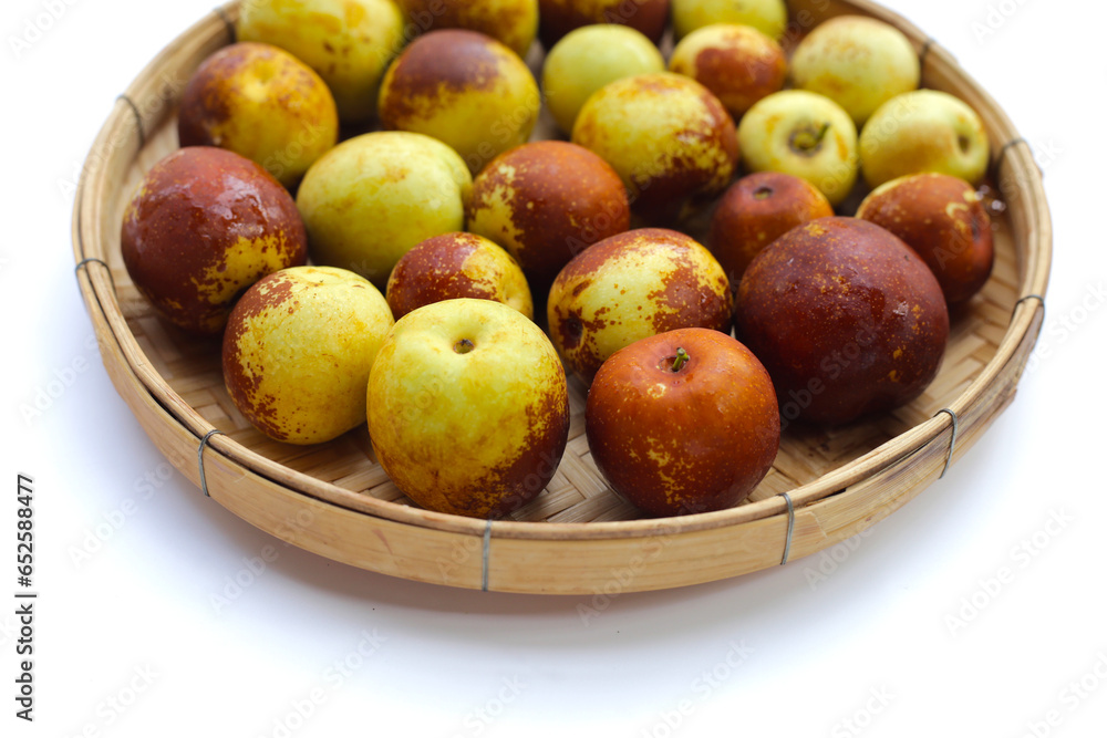 Fresh jujube fruit on white background Fresh jujube fruit on white background