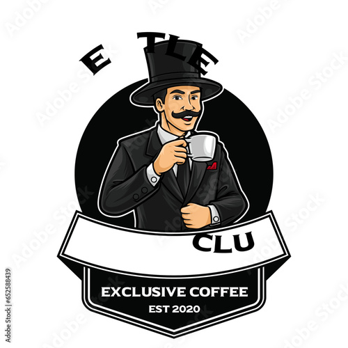 Gentleman Coffee Logo Mascot Template