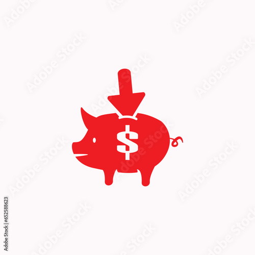 logo piggy bank, vector piggy bank, with a rising arrow illustrating the value of incoming investment