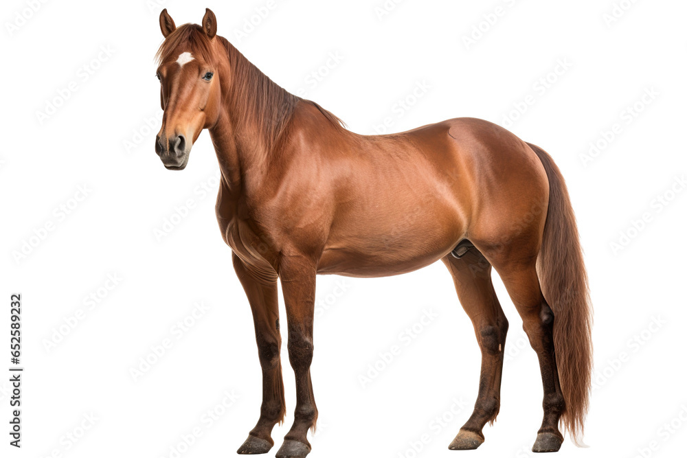Obraz premium a beautiful horse full body on a white background studio shot isolated PNG