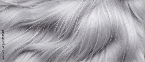 Silver faux fur with long strands texture background from Generative AI