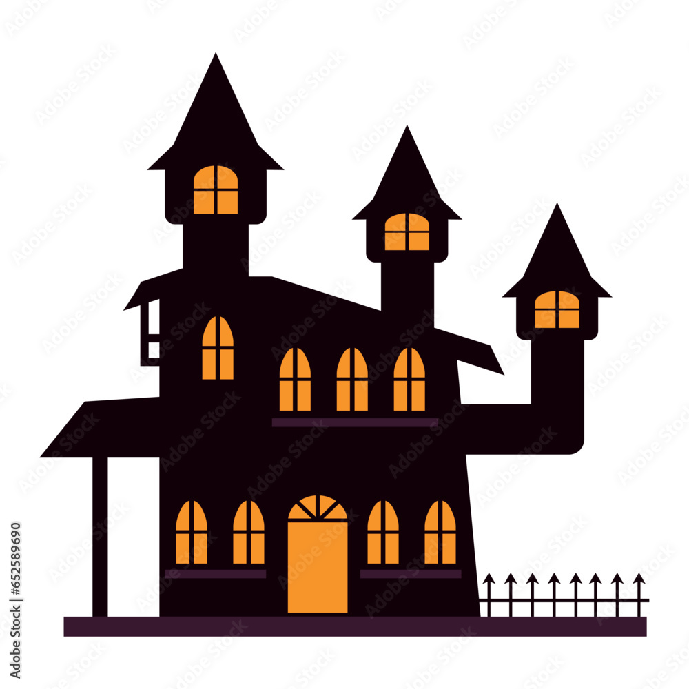 halloween castle with fence