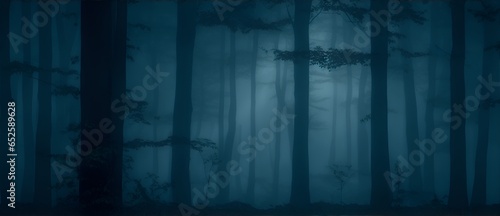 Scary forest at a foggy night. from Generative AI
