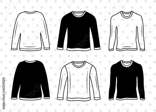Long Sleeve Tshirt Silhouette, Plain Tshirt Svg, Tshirt Icon Svg, Man Dress Svg, Men Wear Svg, Men Clothe Svg, Tshirt Bundle