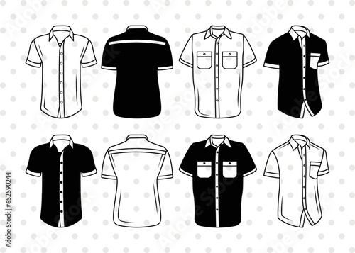 Short Sleeve Shirt Silhouette, Plain Shirt Svg, Shirt Icon Svg, Man Dress Svg, Men Wear Svg, Men Clothe Svg, Shirt Bundle