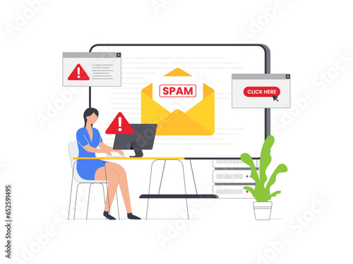 Illustration depicting women falling victim to scams. Conceptual idea for digital online cybercrime, hacking, phishing, scam, malware, and financial security awareness.