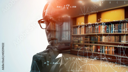 Foto 科学者の横顔と知識のイメージ