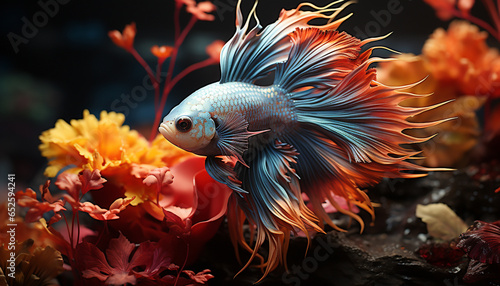 Underwater elegance  vibrant colors, beauty in nature, aquatic motion generated by AI photo