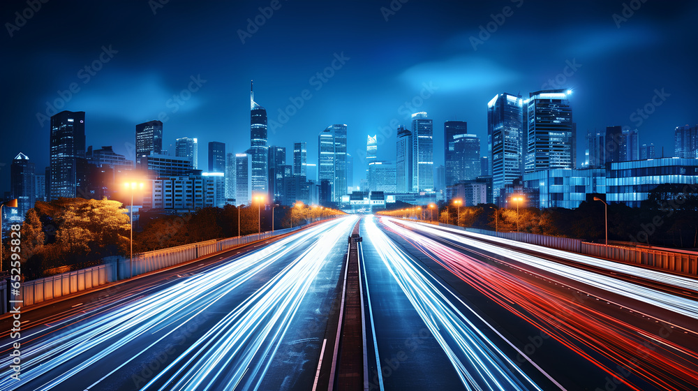 Road light in city, night megapolis highway lights of cityscape ...