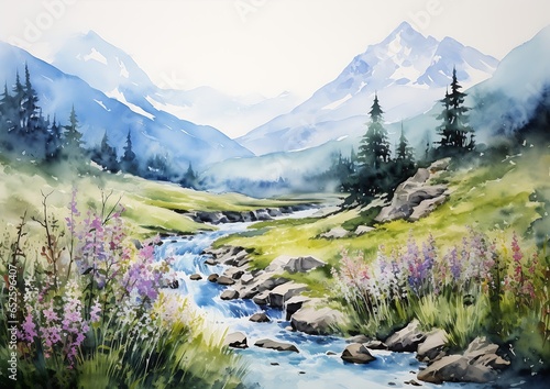 mountain stream wildflowers rocks foreground princess absolute peace quiet ground white liquid randy bishop stands easel bible illustration photo