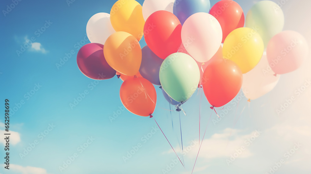 Balloons with a Retro Vintage Twist Against the Sky