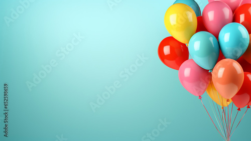 Colorful Balloon Cluster with Space for Text Against
