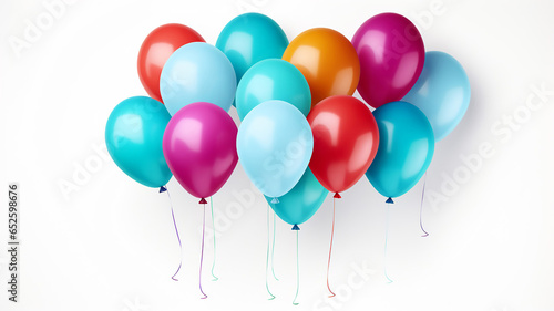 Children Party Colorful Balloons on White Background