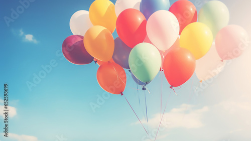 Balloons with a Retro Vintage Twist Against the Sky