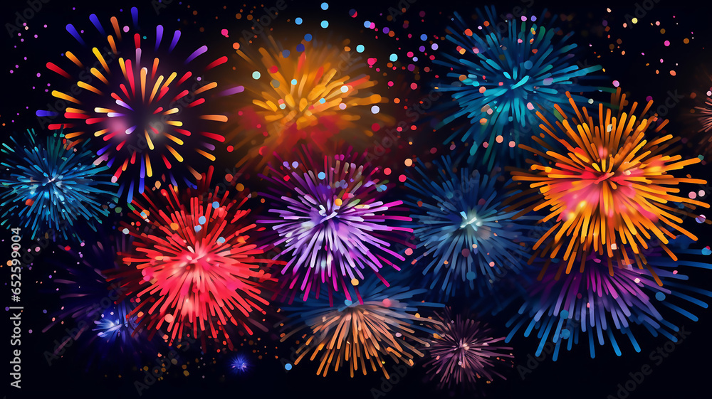 Naklejka premium Firework Colorful Decoration Firecracker Illustration