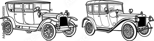 A drawing of a vintage classic car
