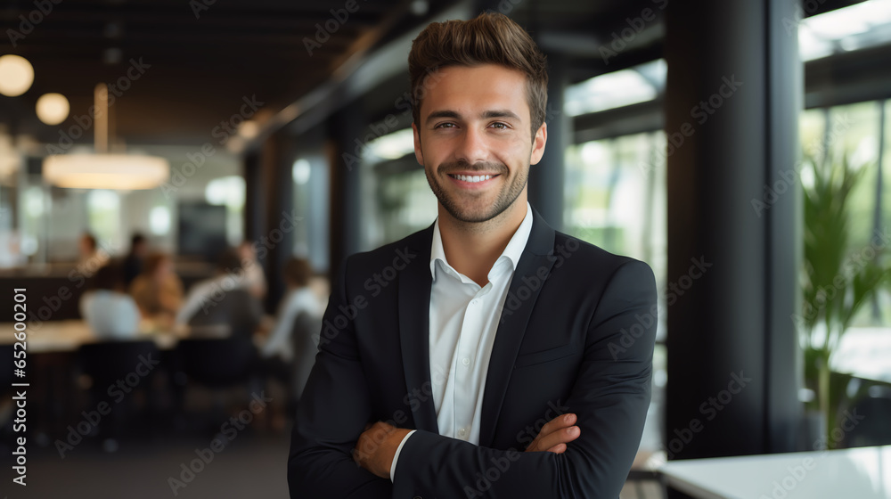 Fototapeta premium Business man at office smile looking to the camera
