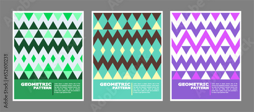 Set of abstract geometric pattern background, triangle and zig-zag lines. Design vector with pastel or soft color. Design for card, cover book, poster, magazine.