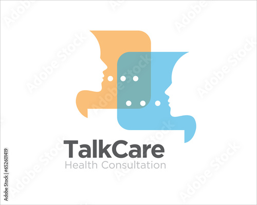 talk care logo designs simple modern for medical and mental health service