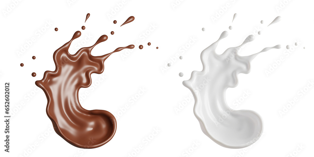 PNG Milk And Chocolate Splash, 3D Rendering, 3D illustration