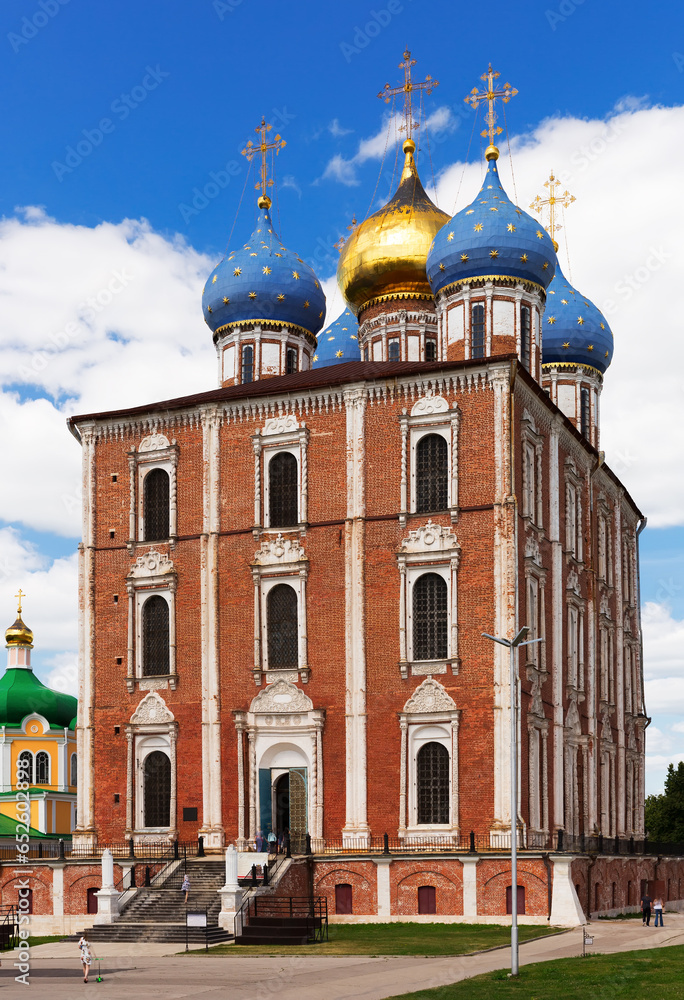 View of Assumption Cathedral - main historical and architectural monument of Ryazan Kremlin, Russia.