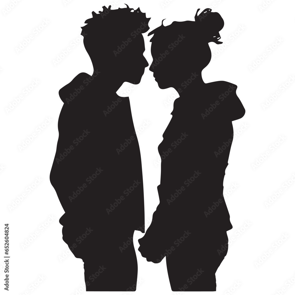 Silhouette of a Sweet Couple Spent Their Time for Love vector illustration