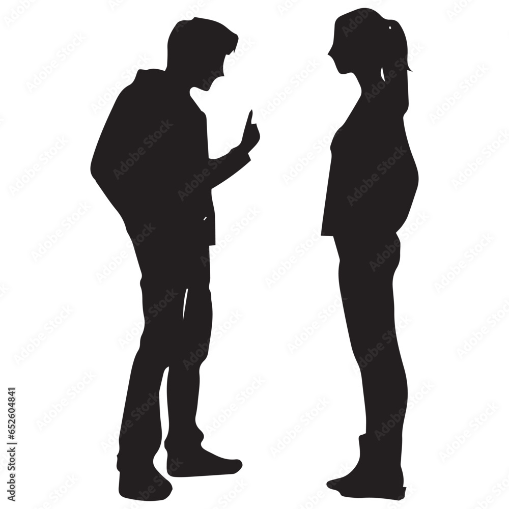 A boy finds out about his girlfriend's secret and cuts her out of his life ‍silhouette vector illustration