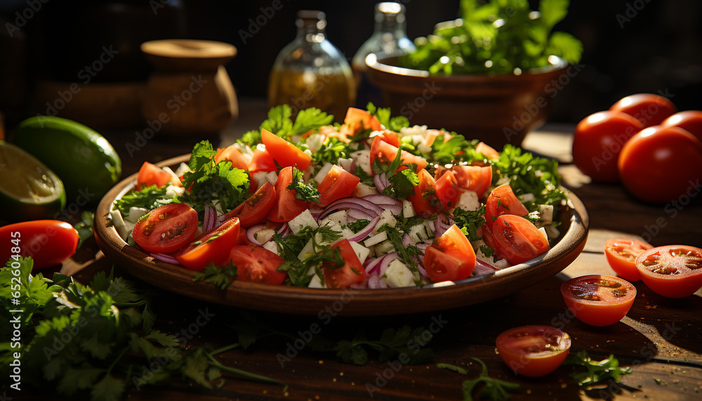 Freshness and healthy eating  a vegetarian salad with organic vegetables generated by AI