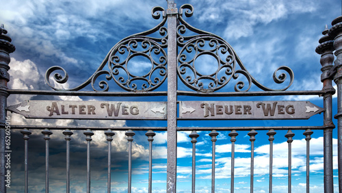 Obraz na plátne Signposts the direct way to New Path versus Old Path