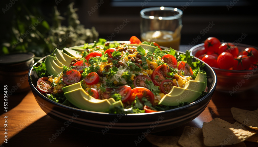 Freshness and healthy eating in a gourmet vegetarian food salad generated by AI Freshness and healthy eating in a gourmet vegetarian food salad generated by AI