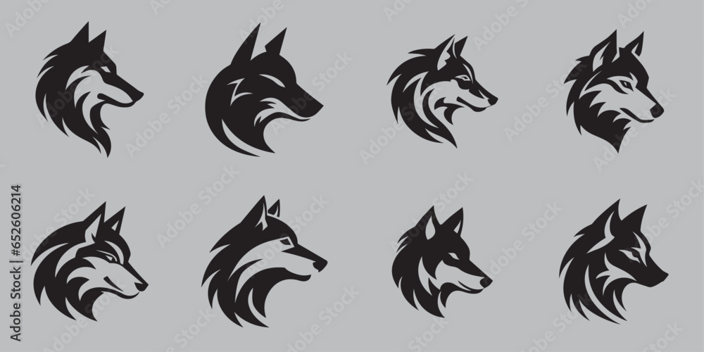 Wolf Head Mascot Vector Logo Design Silhouette Collection Wolf Head Mascot Vector Logo Design Silhouette Collection