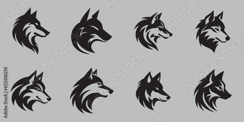 Wolf Head Mascot Vector Logo Design Silhouette Collection