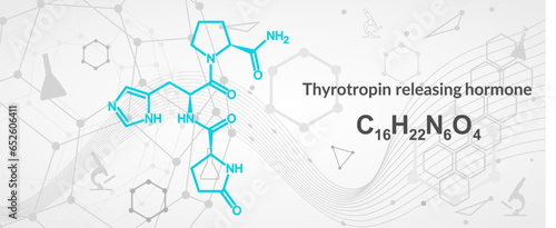 TRH or Thyrotropin releasing hormone chemical formula. Chemical molecular structure.