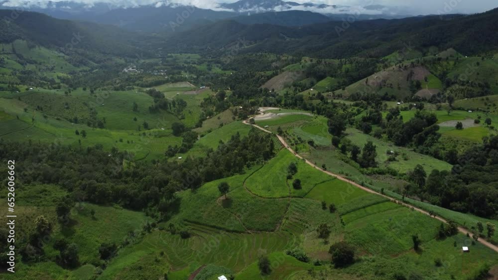 Pa Pong Piang Rice Terraces. Photogenic destinations in Thailand. Aerial Pa Pong Piang Rice Terraces. Photogenic destinations in Thailand. Aerial