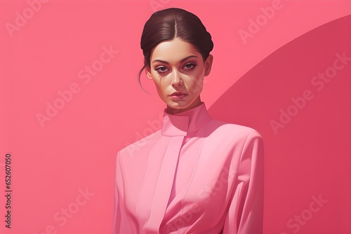 Woman pink background illustration