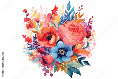 Fototapeta Naklejka Na Ścianę i Meble -  Watercolor Love shape Arrangements Florals
