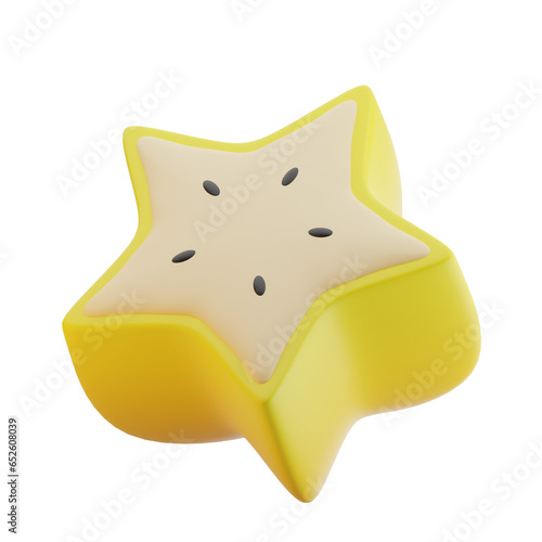 half sliced starfuit 3d illustration photo