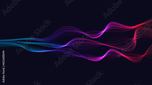Abstract Vector Background. Colorful Wavy Shapes on Dark Background. 