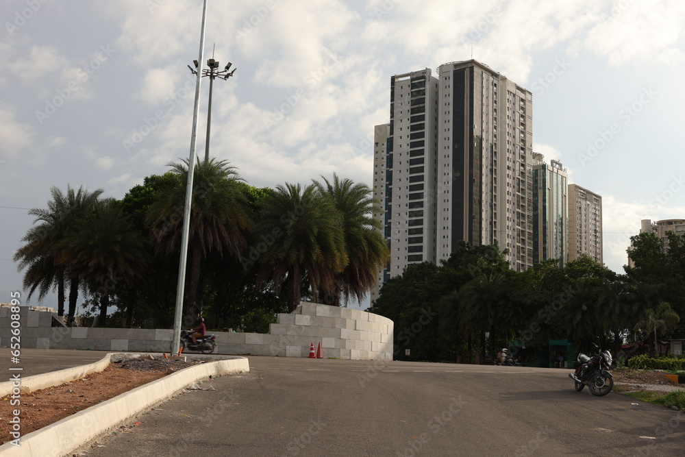 Naklejka premium Urban growth in Hyderabad of Telangana in India