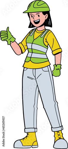 Constructor woman cartoon character vector illustration